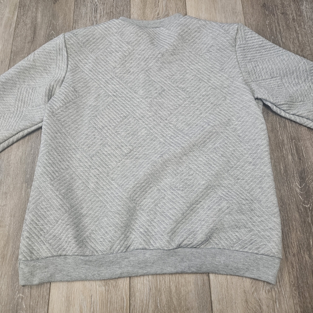 Boutique Quarter Zip Pull Over Sweater Textured Long Sleeve Grey Women's Large - Picture 3 of 6